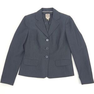 Vintage Ann Klein Blazer Suit Jacket Womens Size 8 Gray Single Breasted Work